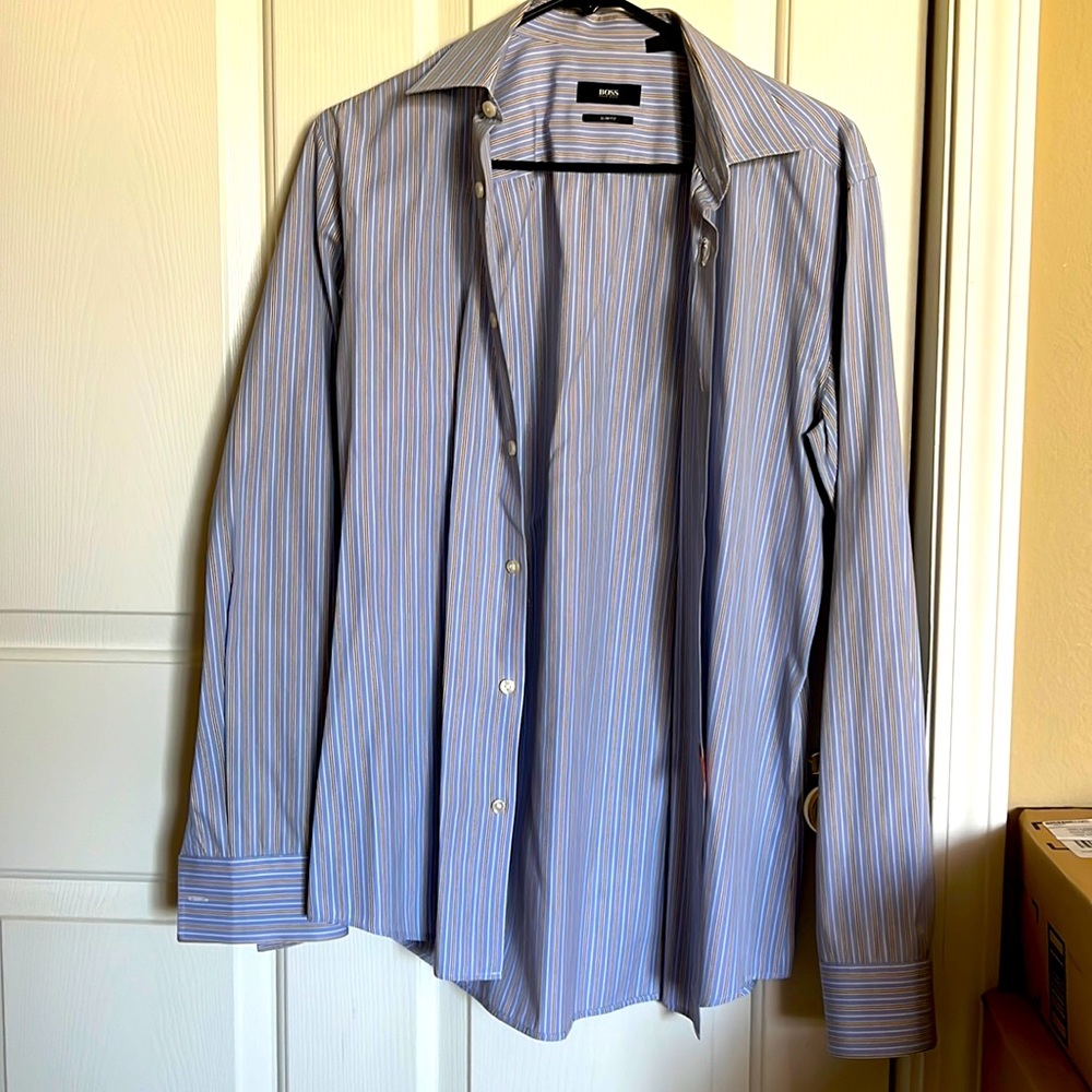 Hugo Boss slim fit strip shirt Size 15 1/2